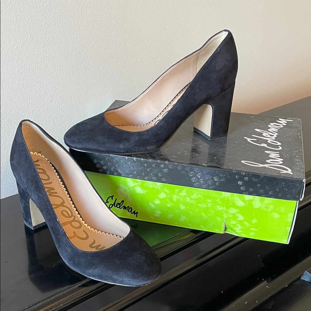 Sam Edelman Black Suede Block Heels